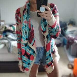 Moon collection Aztec Cardigan Flowy Sweater M